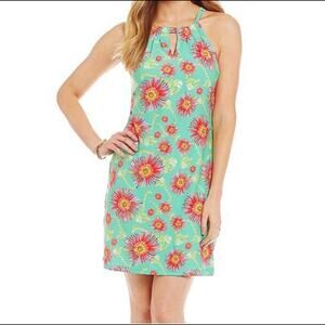 Kaeli Smith Roland Giraffe Green Jersey Knit Sleeveless Dress Women's Large